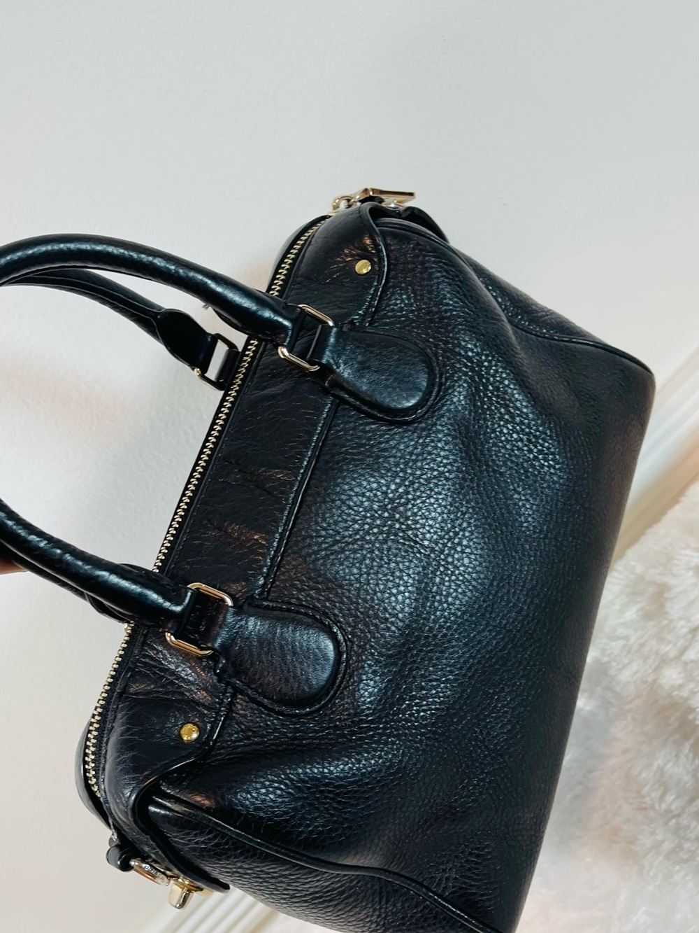 Coach Black Pebbled Leather Satchel Bag - Picture 2 of 8
